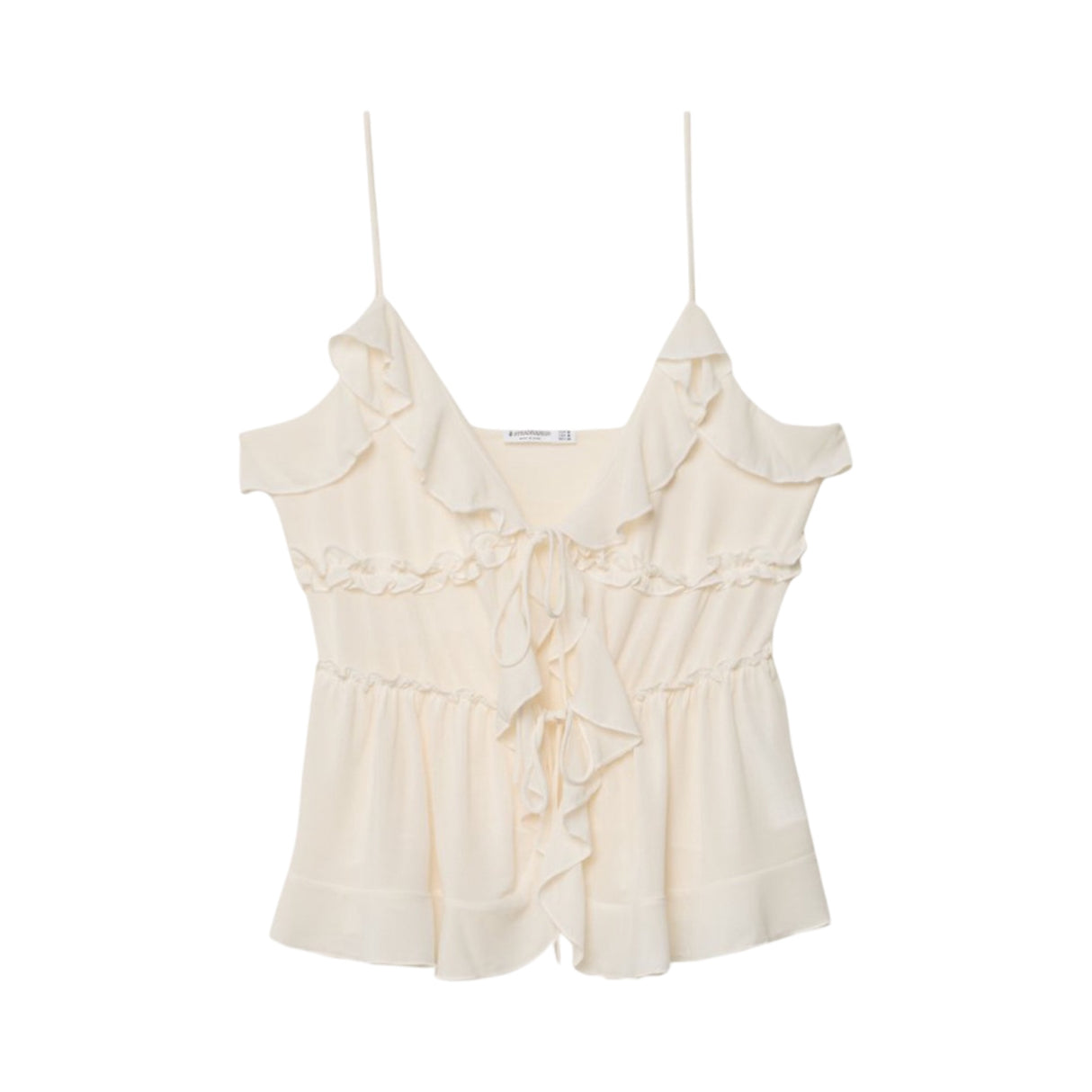 Stradivarius Ruffled Strappy top Beige