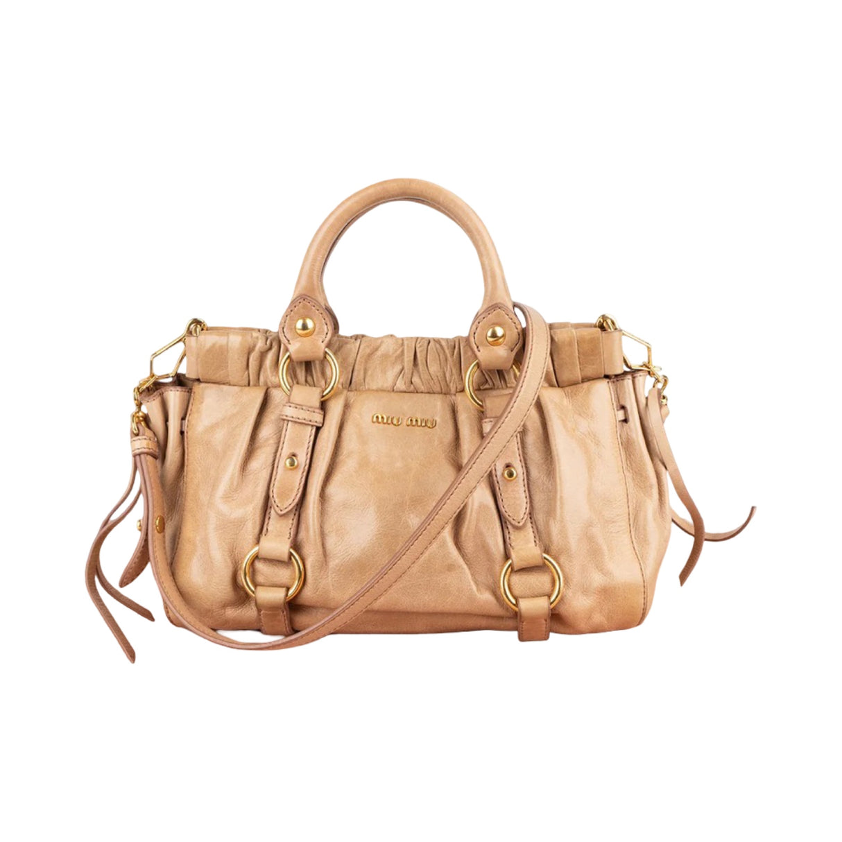 Miu Miu Vitello Lux Leather Small Satchel Handbag