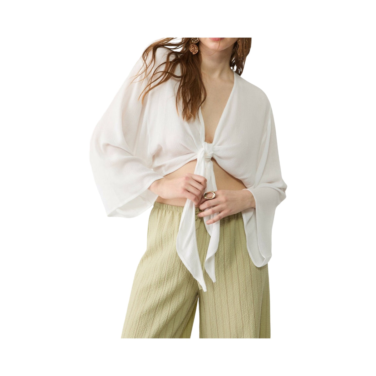 Stradivarius Flowing with Knot Detail white