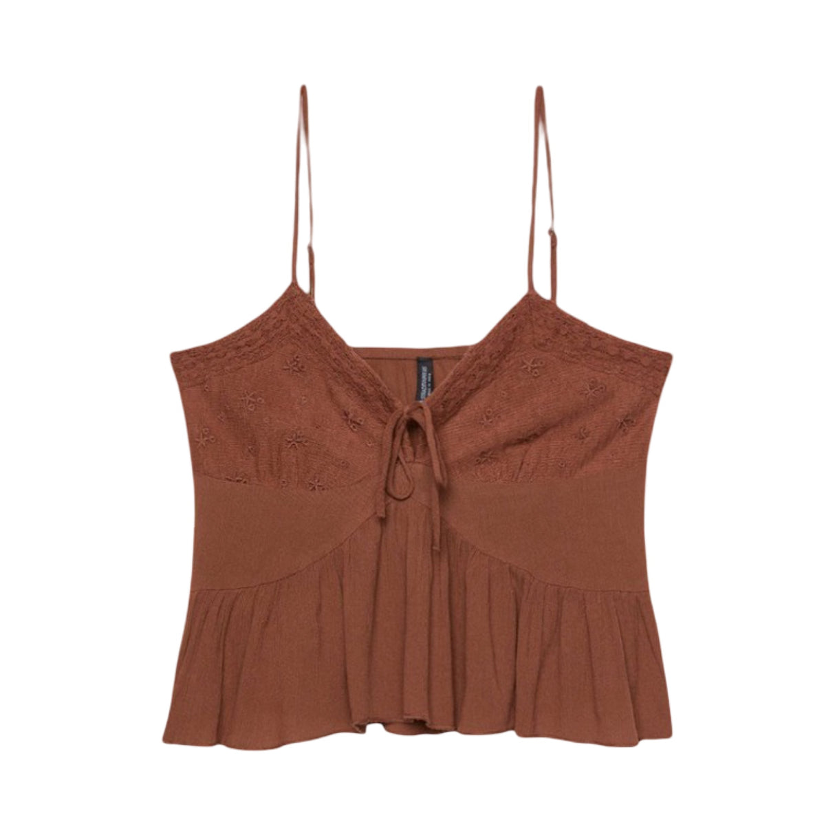 Stradivarius Loose Ruffled Top Brown
