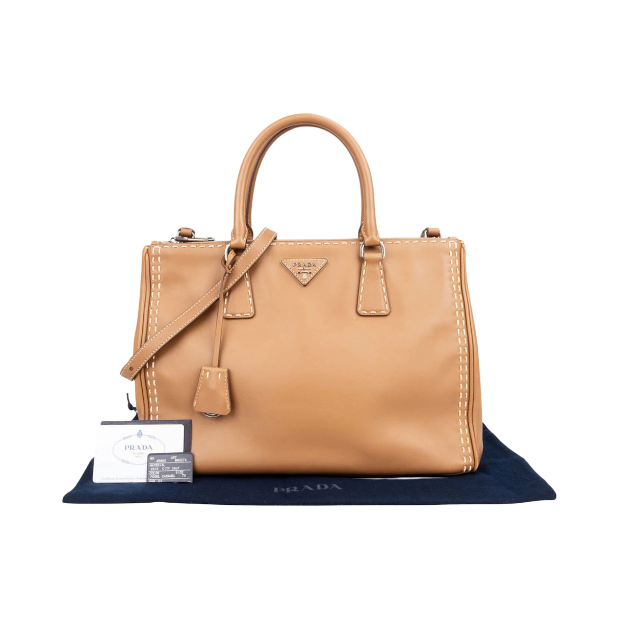 Prada Galleria Stitching Leather Pristine Handbag