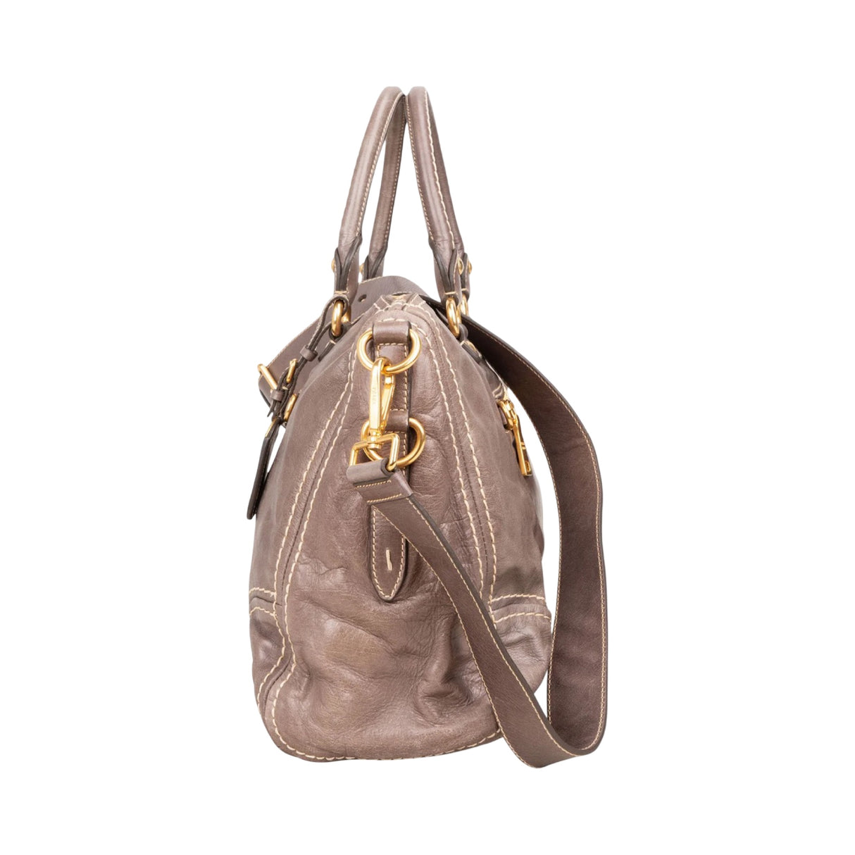 Prada Vitello Lux Leather Pristine Bauletto Satchel Handbag