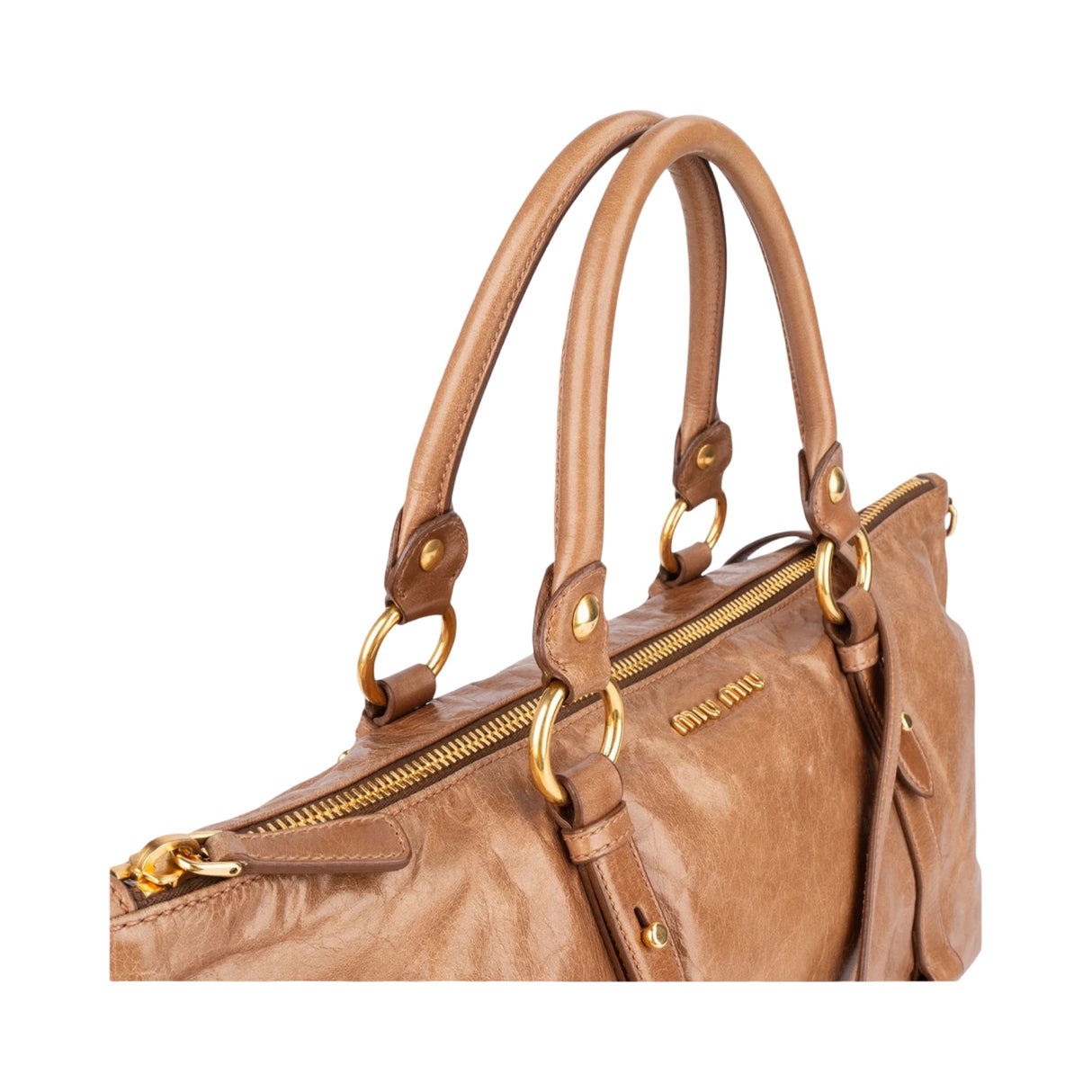 Miu Miu Vitello Lux Leather Satchel Tote Handbag