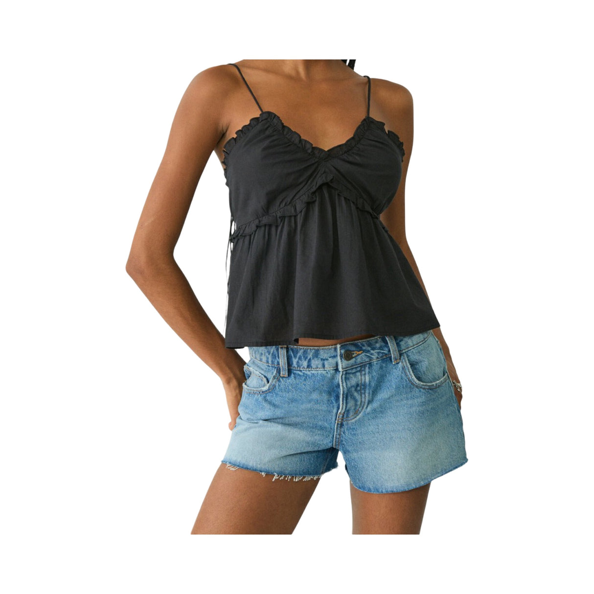 Stradivarius Straps Bluse Schwarz