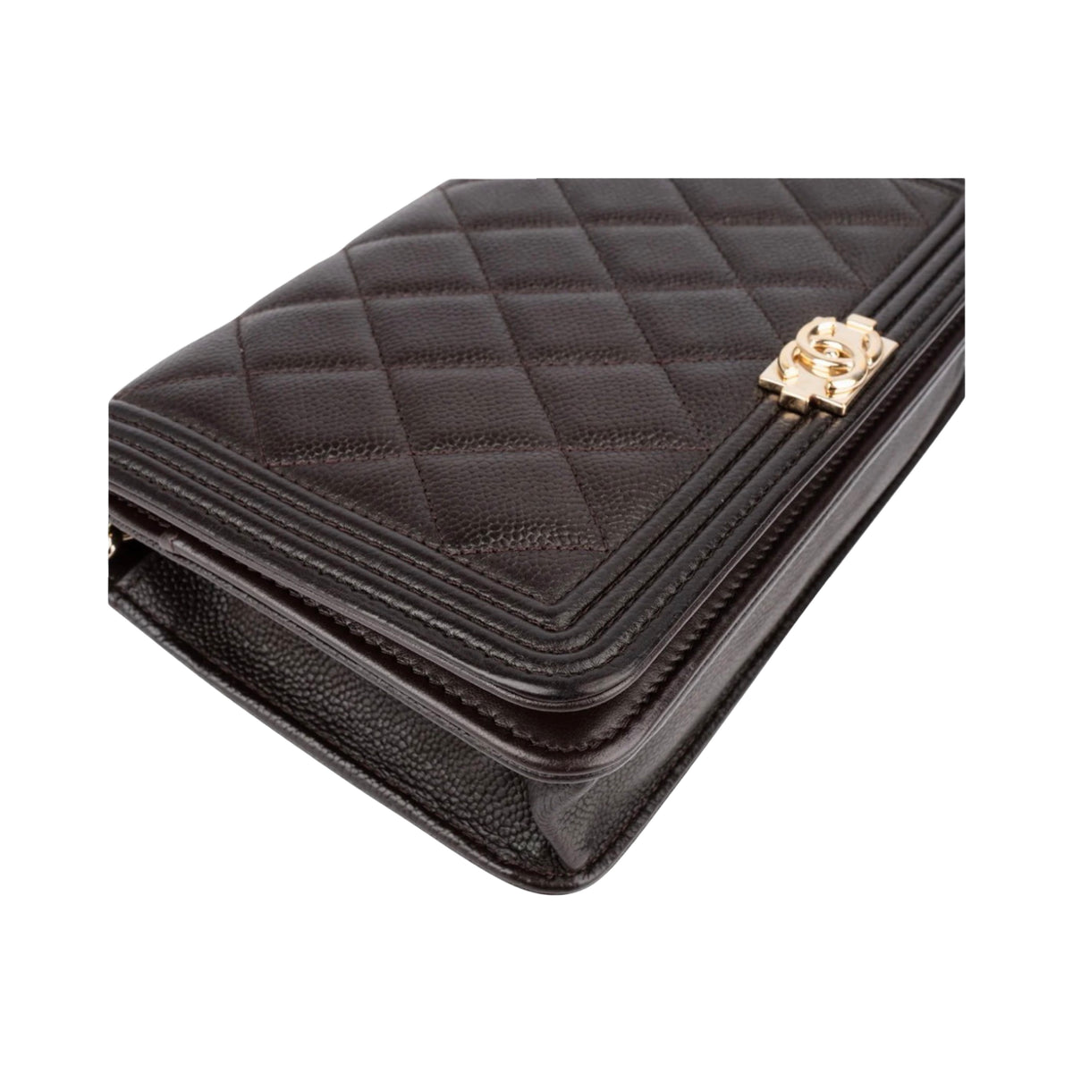 Chanel Quilted Caviar Leather Boy Wallet on Chain Crossbody Bag