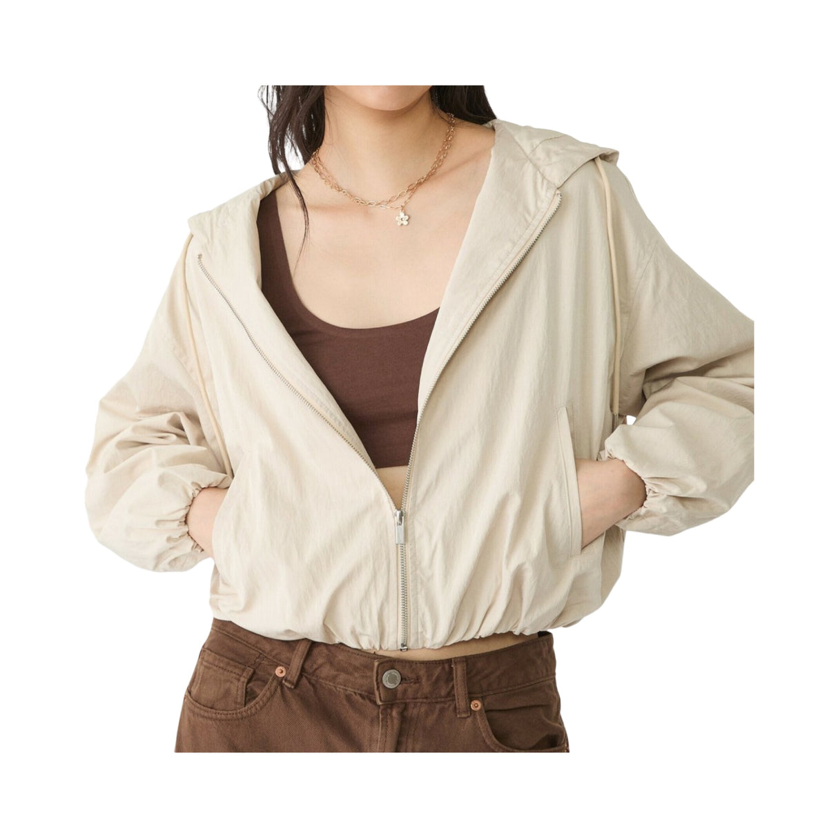 Stradivarius Balloon Fit Übergangsjacke mootled Beige