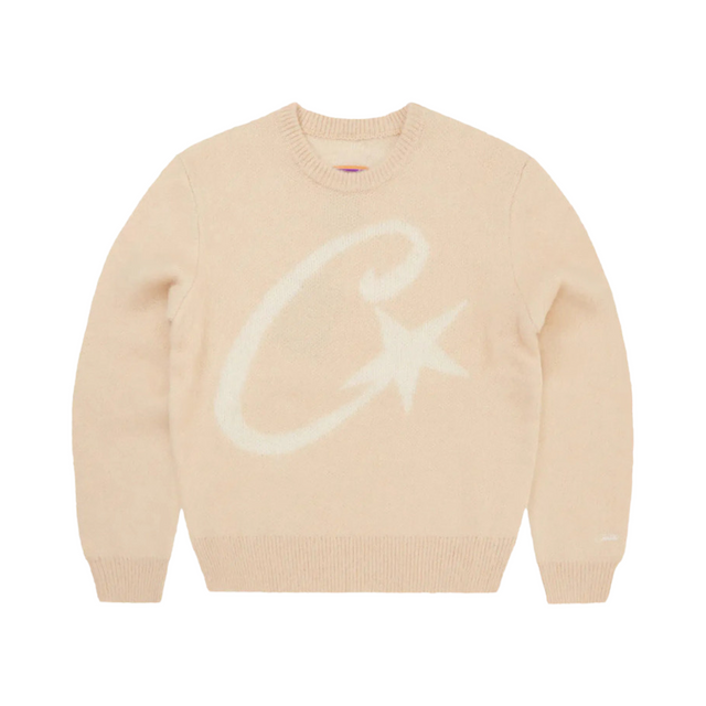 Corteiz C Star Mohair Knit Sweater creme – YOURFAULT Corteiz C Star Mohair Knit Sweater creme – YOURFAULT