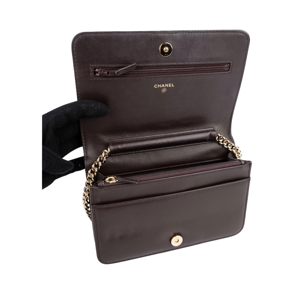 Chanel Quilted Caviar Leather Boy Wallet on Chain Crossbody Bag