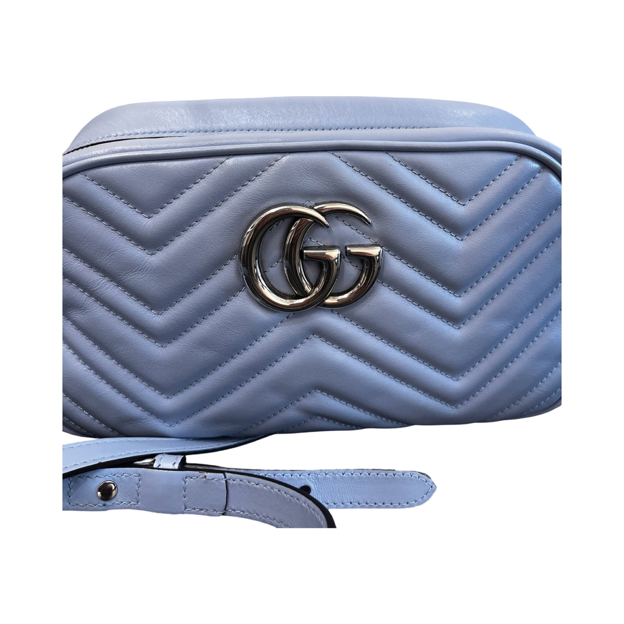 Gucci Marmont Leather GG Crossbody Bag Sky Blue