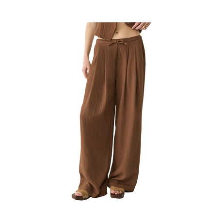 Stradivarius Textured Drawstring Stoffhose dark brown
