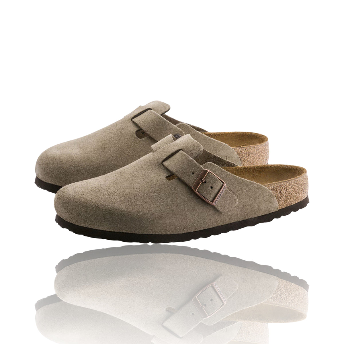 Birkenstock Boston Clogs Taupe Veloursleder