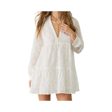 Stradivarius Flowing with Embroidery Freizeitkleid White