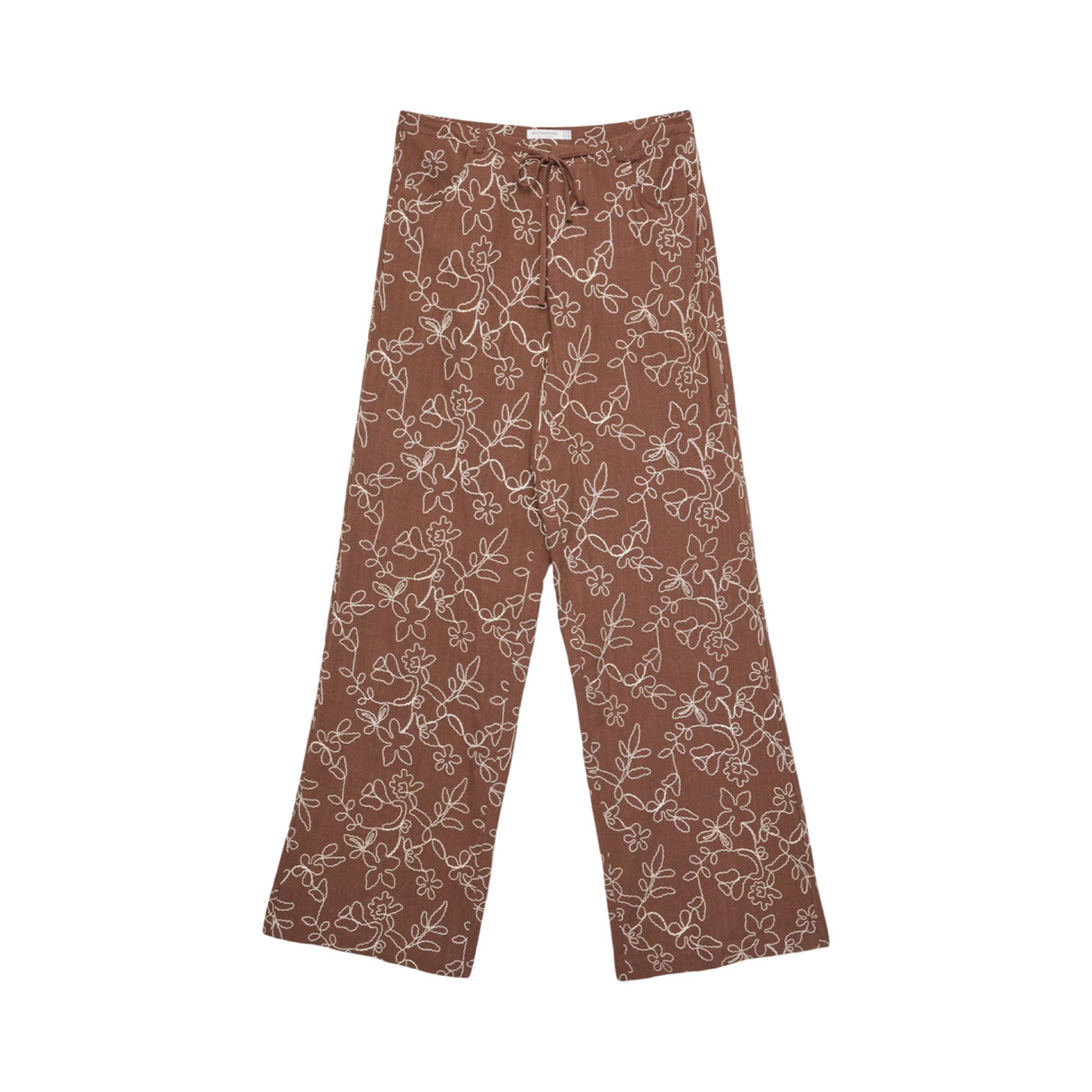 Stradivarius Embroidered Stoffhose Braun