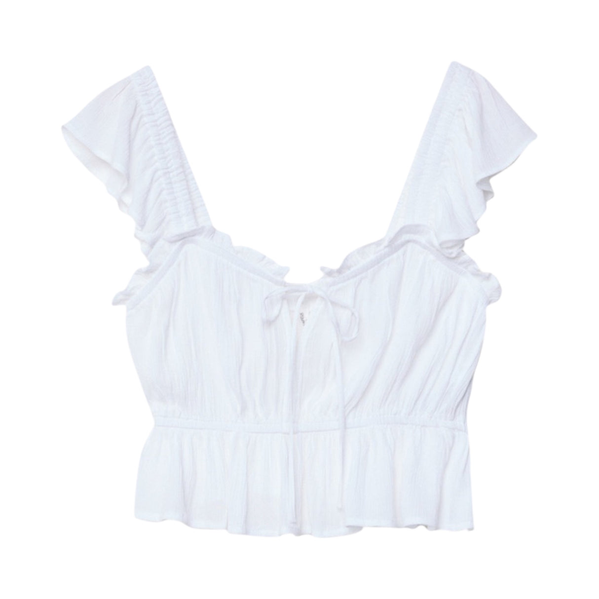 Stradivarius Flowing with Ruffles Bluse White