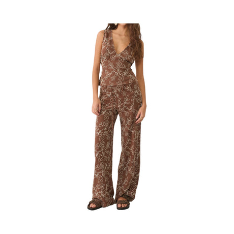 Stradivarius Embroidered Stoffhose Braun