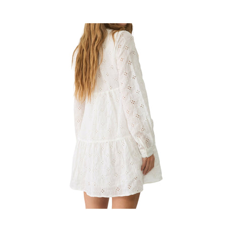 Stradivarius Flowing with Embroidery Freizeitkleid White