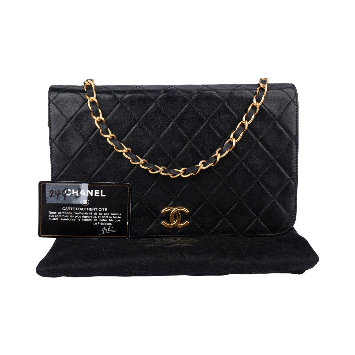 Chanel Quilted Lambskin 24K Gold Single Flap Shoulder Bag