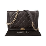 Chanel Quilted Caviar Leather Boy Wallet on Chain Crossbody Bag