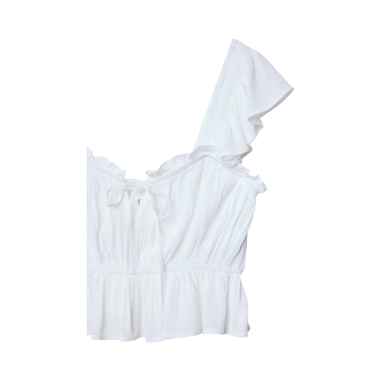 Stradivarius Flowing with Ruffles Bluse White