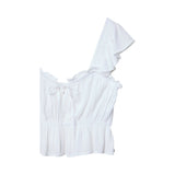 Stradivarius Flowing with Ruffles Bluse White