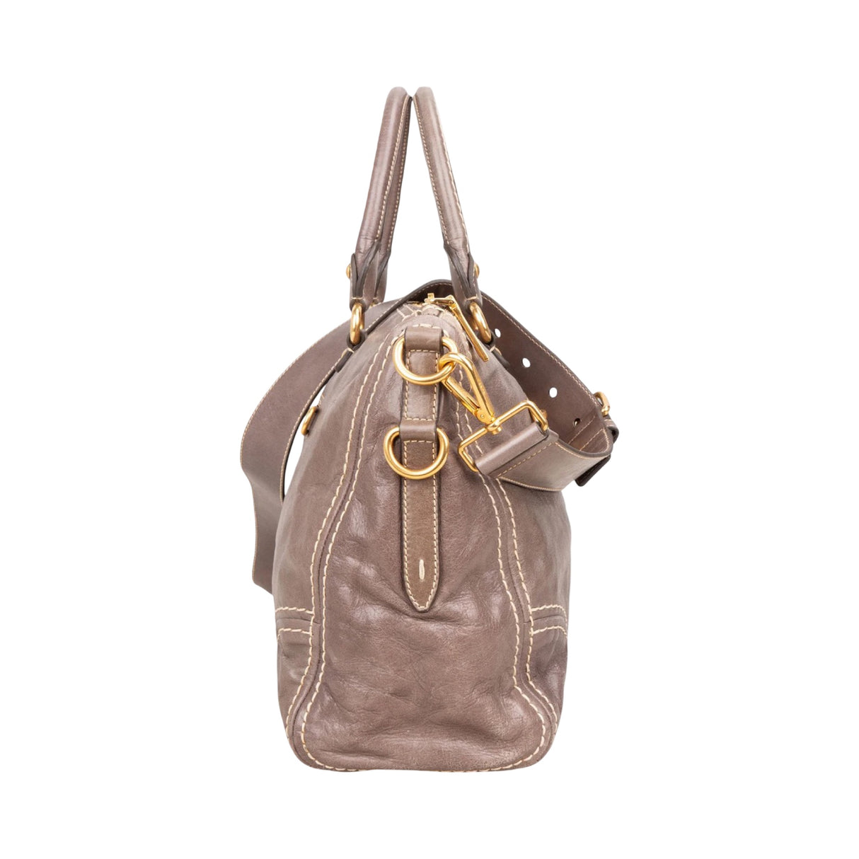 Prada Vitello Lux Leather Pristine Bauletto Satchel Handbag