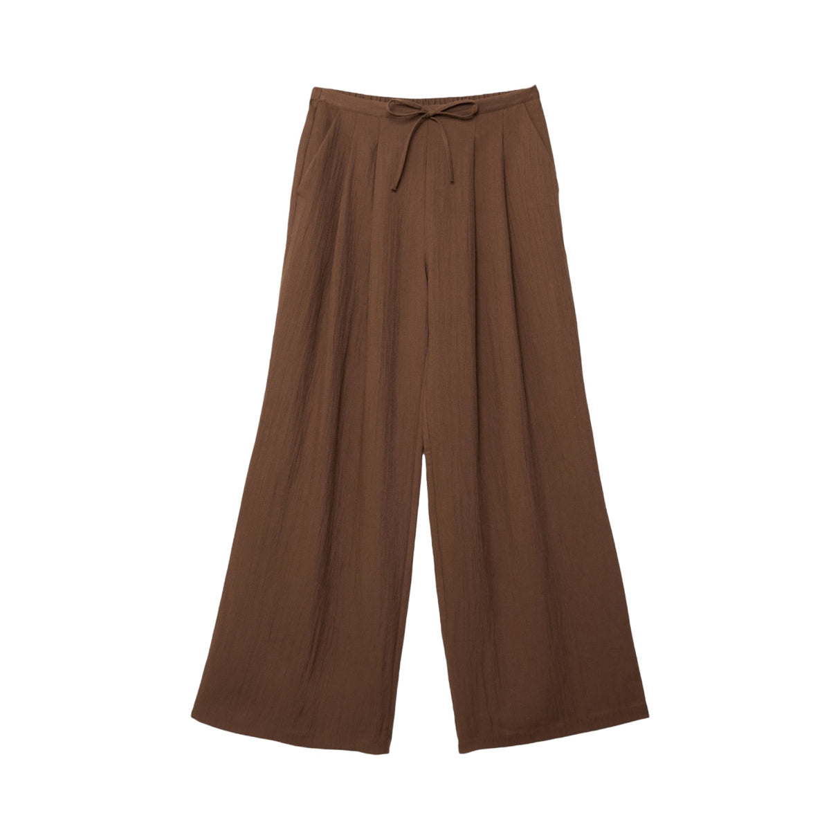 Stradivarius Textured Drawstring Stoffhose dark brown