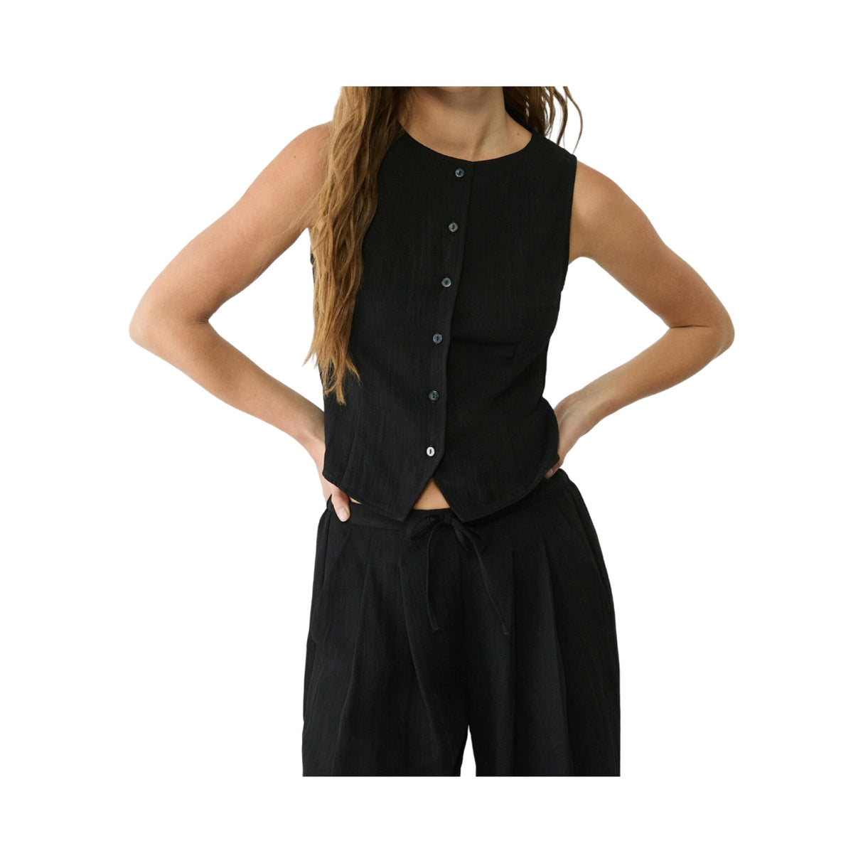 Stradivarius Textured With Buttons Black