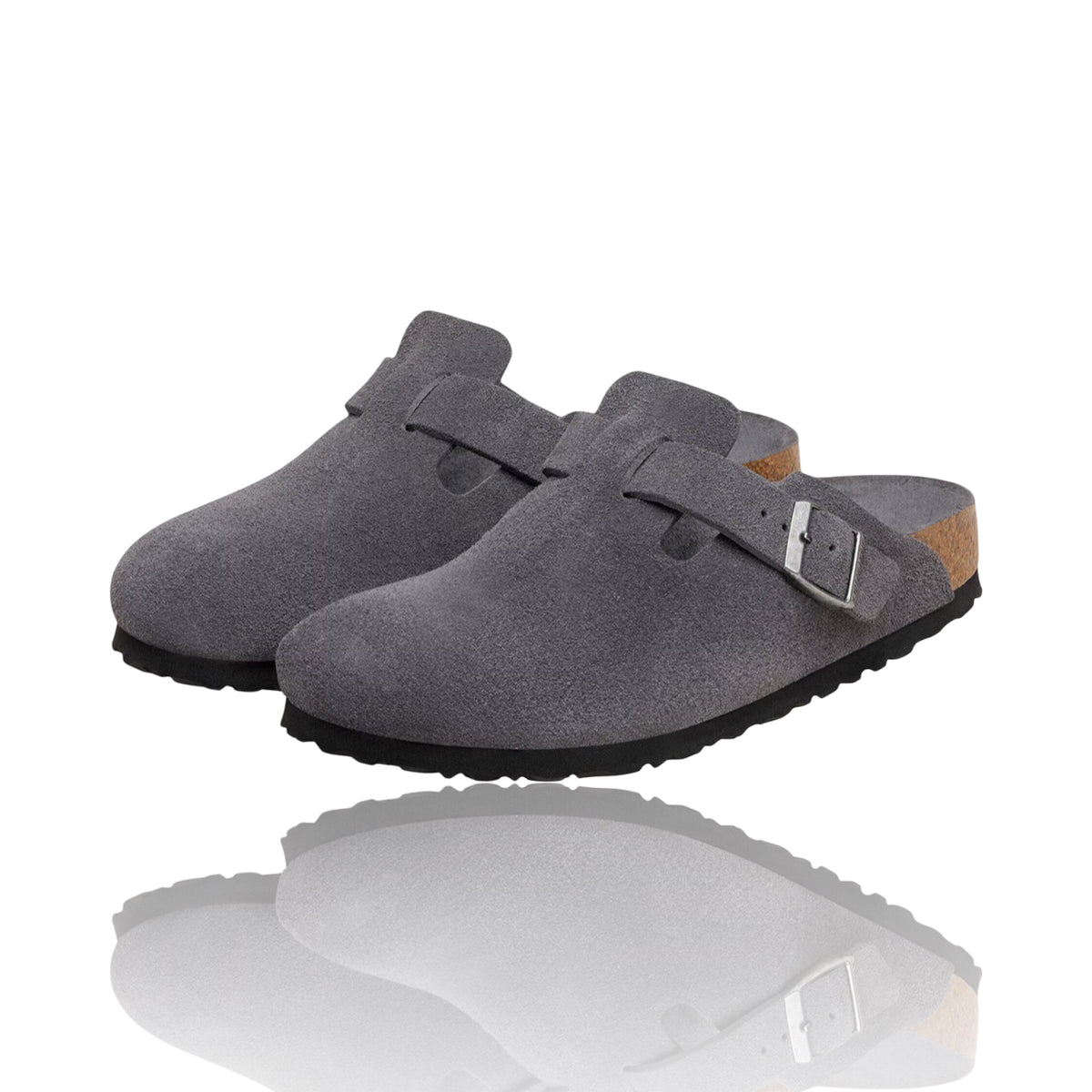 Birkenstock Boston Clogs Charcoal Fb Veloursleder