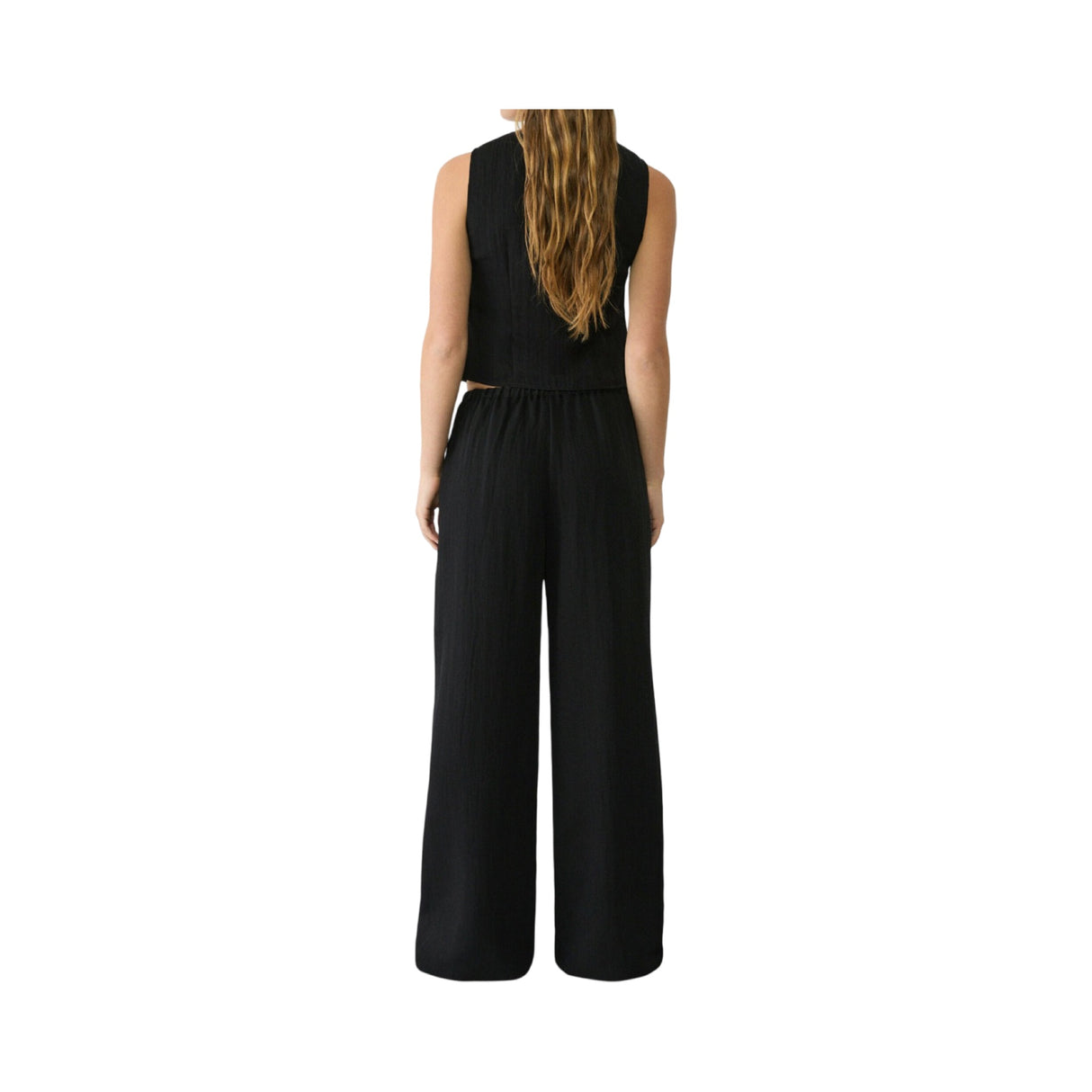 Stradivarius Textured Drawstring Stoffhose black