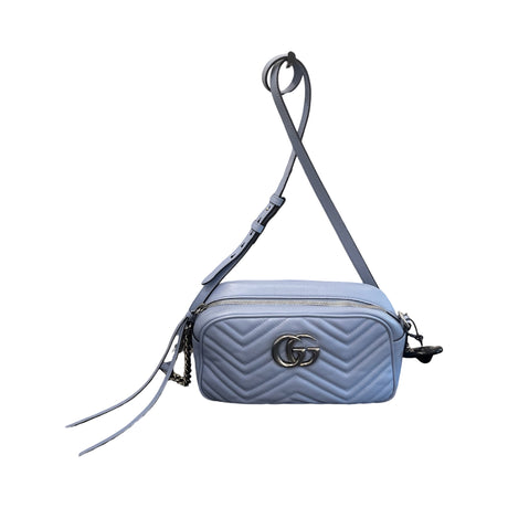 Gucci Marmont Leather GG Crossbody Bag Sky Blue