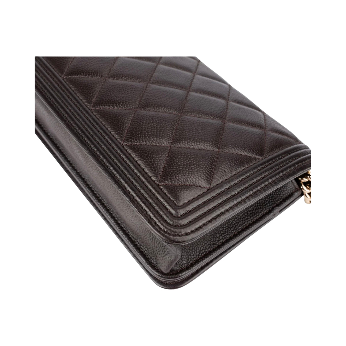 Chanel Quilted Caviar Leather Boy Wallet on Chain Crossbody Bag
