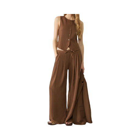 Stradivarius Textured With Buttons Dark Brown