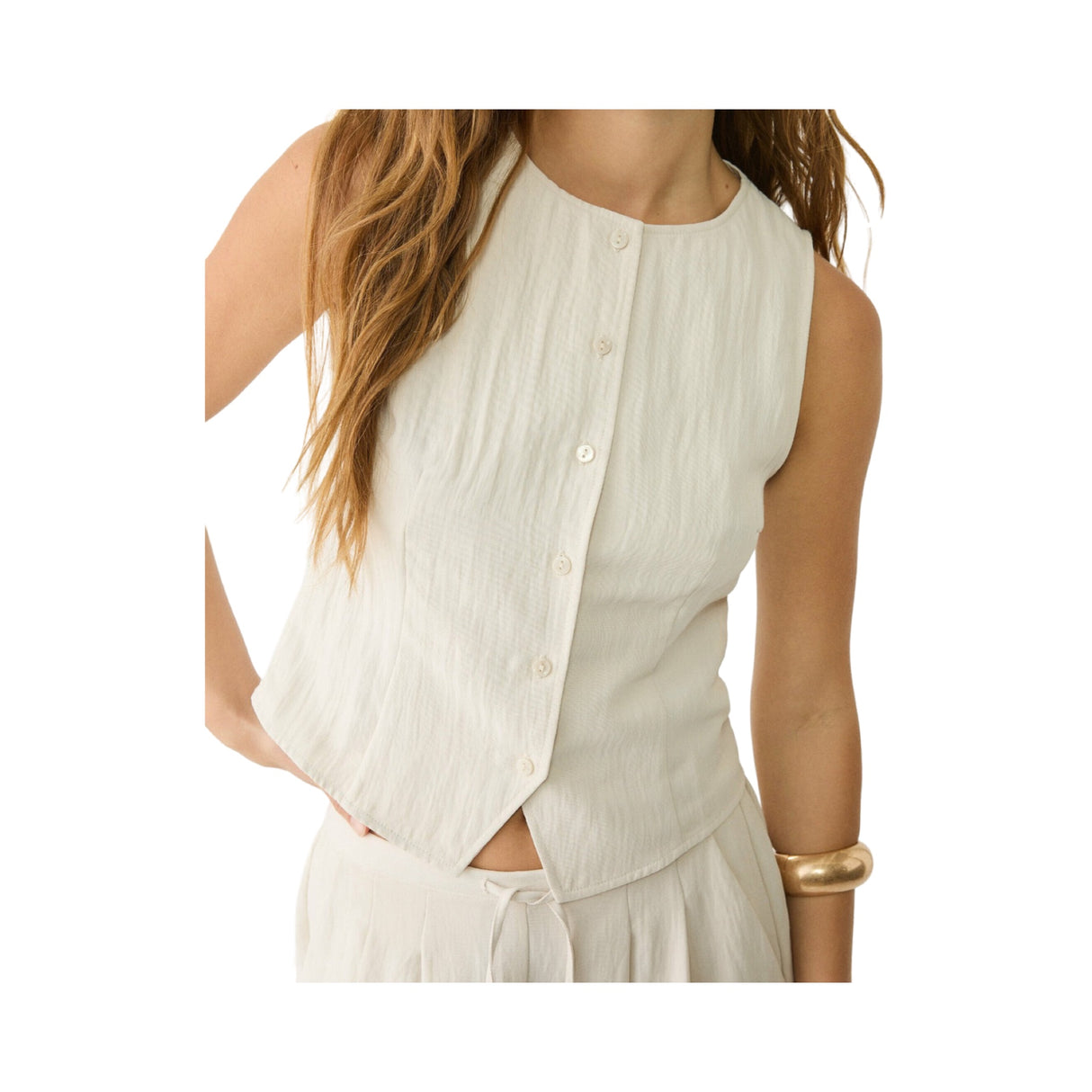 Stradivarius Textured With Buttons Stone